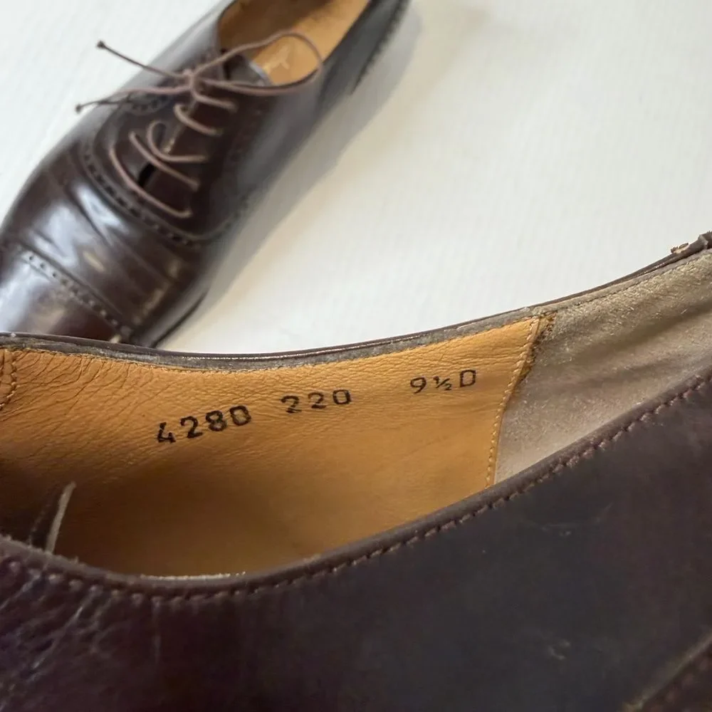 Salvatore Ferragamo Studio Brown Red Leather Oxford Lace-Up Shoes size 9.5 D